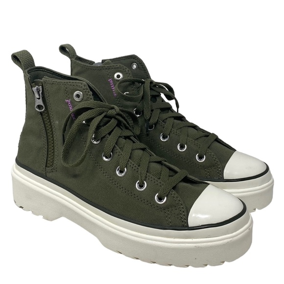 Converse Chuck Taylor Lugged Lift Kids Women's High Sneaker Khaki Canvas A04798C - Picture 2 of 8